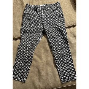 Reed Straight‎ Leg Pants Women Cotton Checkered Print Black White Ankle Size 6